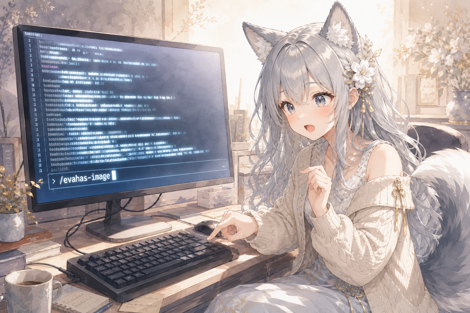 /evahas-imageコマンド入力後に気づきの表情をするevahas