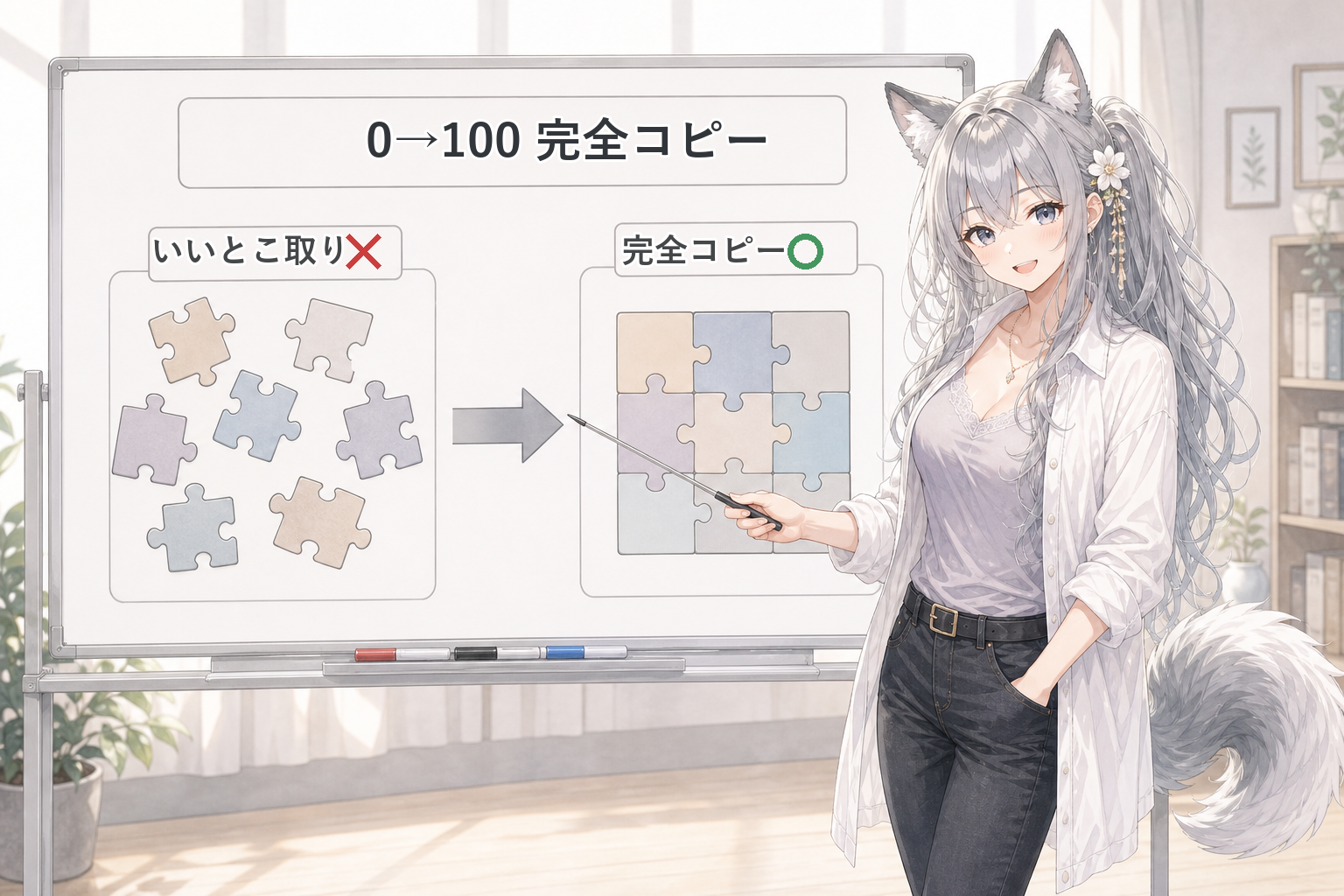ホワイトボードで完全コピーを解説するevahas