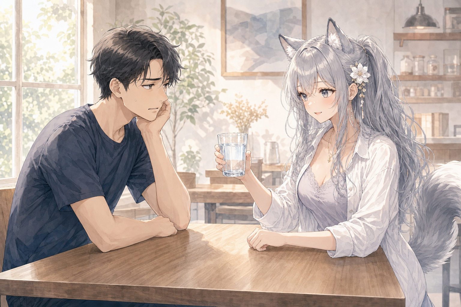 コップを持って読者に語りかけるevahas（コップを満たしてからギブ）